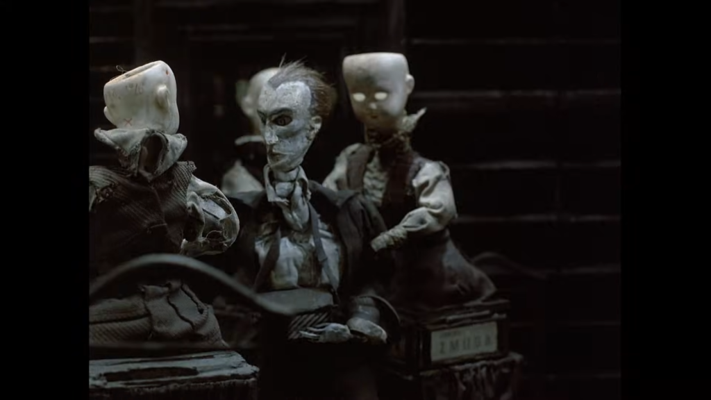 Creepy porcelain-headed puppets from the Street of Crocodiles film, Brothers Quay stop-motion animation.